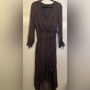 Kendall & Kylie Black Dress with Red and Green Floral